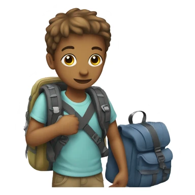 a gay boy with a backpack on holding an object sticker
