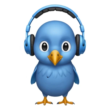 blue kiwi bird ai agent with headphone sticker