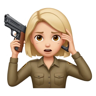 Make a girl holding a gun on her head like she ise cringed sticker