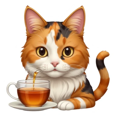 Çay içen kedi sticker