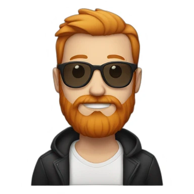 White man with dark glasses, a ginger beard and septum piercing sticker