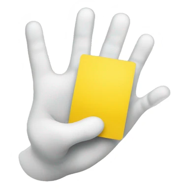 white hand with a yellow card sticker