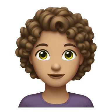 girl with curly brown hair, fair skin, big green eyes sticker