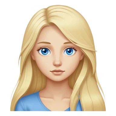 Cinematic realistic blonde with long hair, blue eyes draws sticker