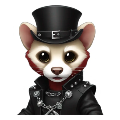 Red ferret wearing black gothic heavy metal clothing sticker