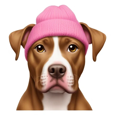 brown pit bull wearing pink beanie sticker