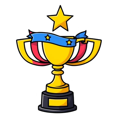 achievement trophy celebration with stars and ribbons sticker