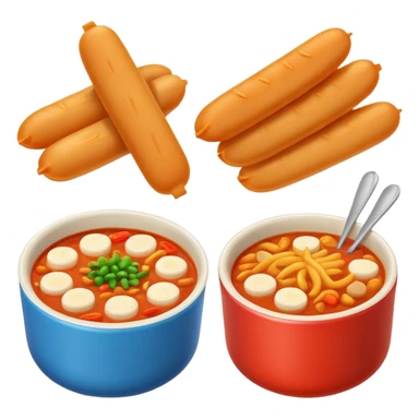붕어빵, 오뎅, 떡볶이, 콜팝이 함께 있는 이모지 sticker