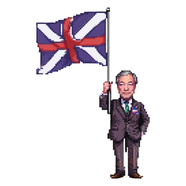 Nigel Farage waving a flag sticker