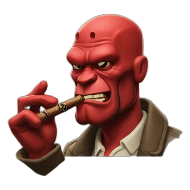 Hellboy smoking a cigar sticker