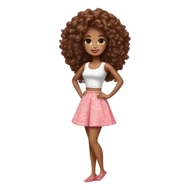 Curly Brown  hair barbie full body sticker