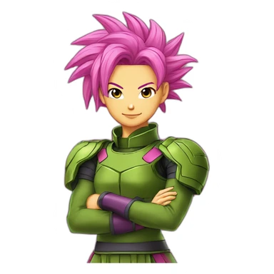 kefla dragonball super pink clothes green hair armour combat sticker