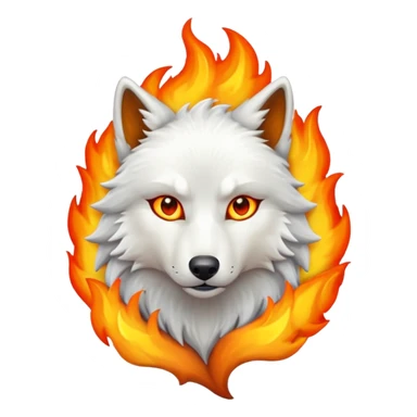 White wolf with fire sticker