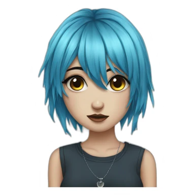 Emo girl choppy blue hair bangs piercings sticker