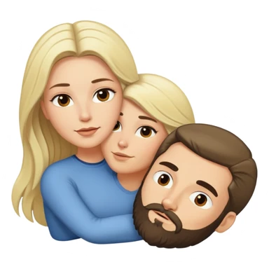 White woman with long dark hair laying on top white blonde hair man with a beard  sticker