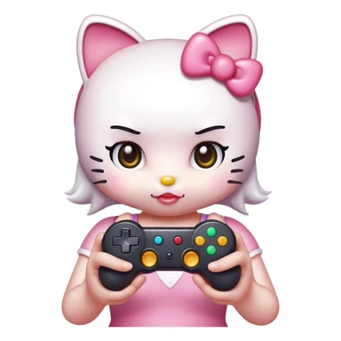 Hello kitty holding game controller sticker