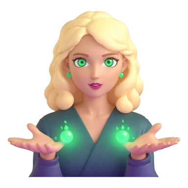 blonde woman with green eyes, fireballs and magical effects sticker