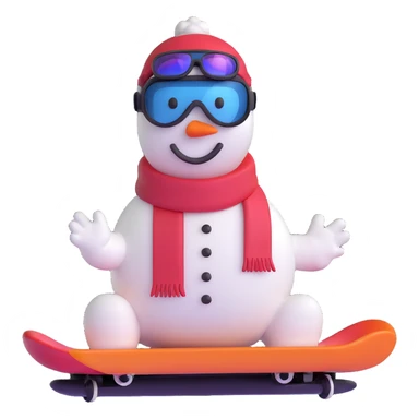 snowman with goggles on a snowboard sticker
