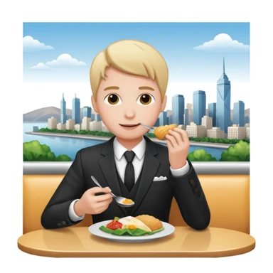someone who eats in restaurants high above the city with the city on the background
 sticker