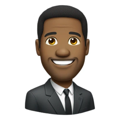 Denzel Washington smiling cartoon wearing suit sticker