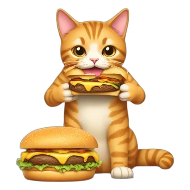 cat eat burger sticker