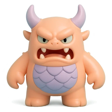 scary monster with horns, armored scales, fierce expression sticker