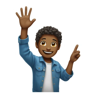 happy kids raising one hand sticker