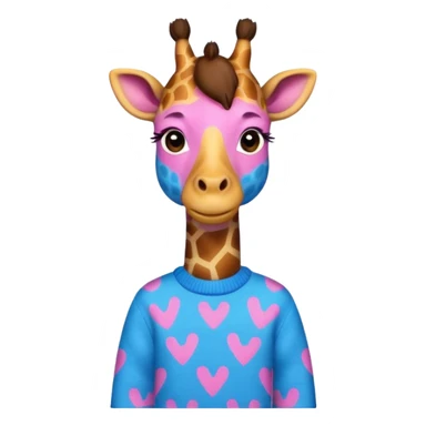 giraffe wearing blue and pink sweater sticker