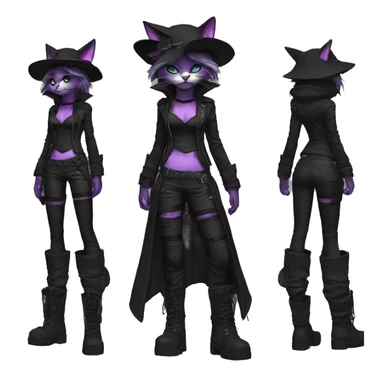 Edgy Beautiful Cool Anthro dark cat-fursona punk techwear fiddler hat sticker