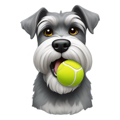 Full body schnauzer tennis ball in mouth sticker