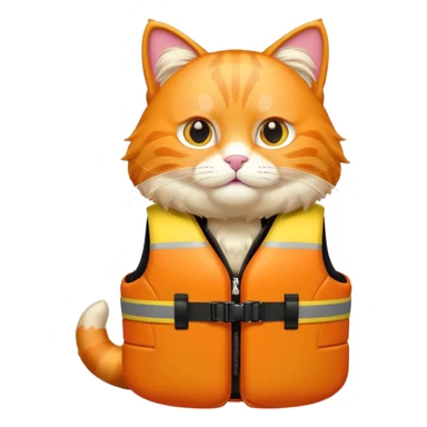 Big orange saviour cat emoji full body with life vest  sticker