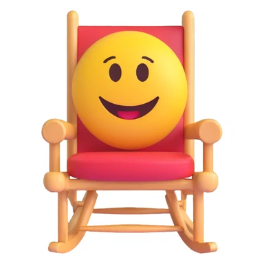 3D smiley emoji, round shape, grandparents in rocking chair, purple and blue color, smiling face sticker