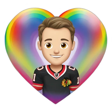 Jonathan Toews inside a rainbow heart sticker