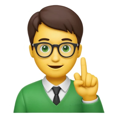 a normal emoji with nerd face and a finger upp with greenscreen emokjin will be a originall yellow type sticker