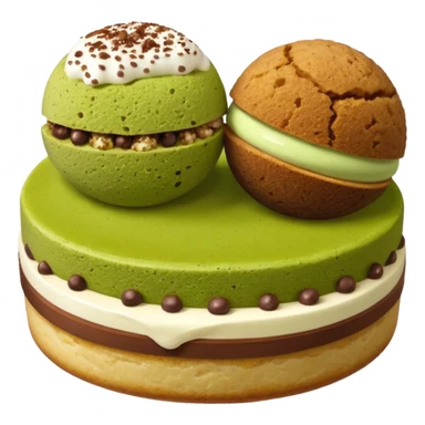 biscuit balls with matcha/chocolate/tiramisu topping + crumbs topping sticker