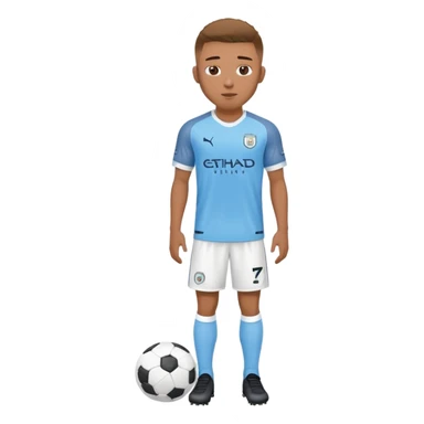 Soccer player wearing Manchester City sky blue jersey and white shorts sticker