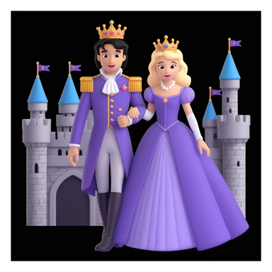 prince and princess disny dress close up photo in castle sticker