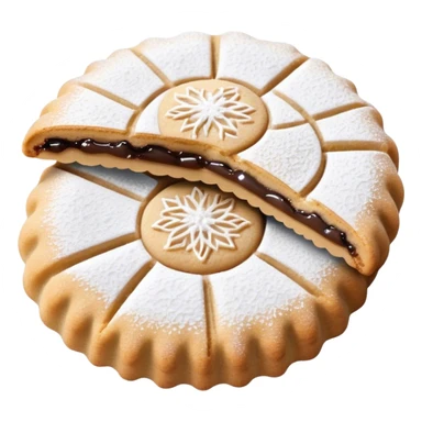 Ma'amoul Cinematic Realistic Ma'amoul Dessert Emoji, depicted as one or two delicate, date-filled cookies lightly dusted with powdered sugar, rendered with intricate textures and warm, inviting lighting. sticker