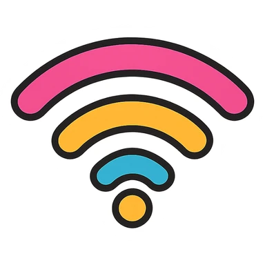 modern minimal wifi symbol, suitable for tech app icon, clean lines, simple design sticker