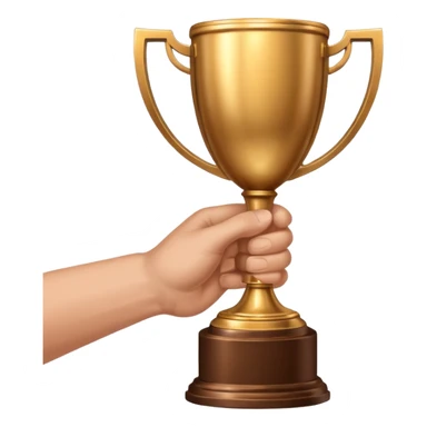 hand holding trophy sticker