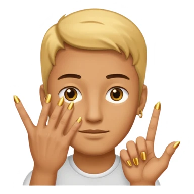 Man Tan skin hand with short gold nails sticker