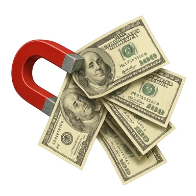 banconote attratte da una calamita rossa sticker