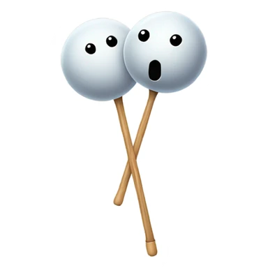 2 balls with a long stick sticker