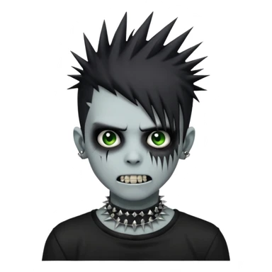 emo zombie boy with spiky black emo hair and a black shirt and grilzz  sticker