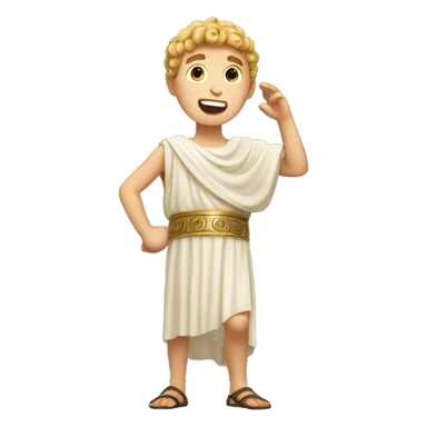 white boy in a Ancient Greek costume singing, on stage  sticker