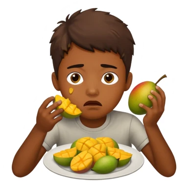 Boy eating mangoes, disgusted sticker