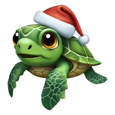 sea turtle wearing christmas hat sticker