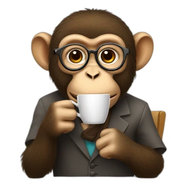 monkey professor drinking coffe sticker