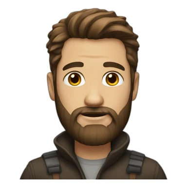 Beard Man brown hair with boldness sticker