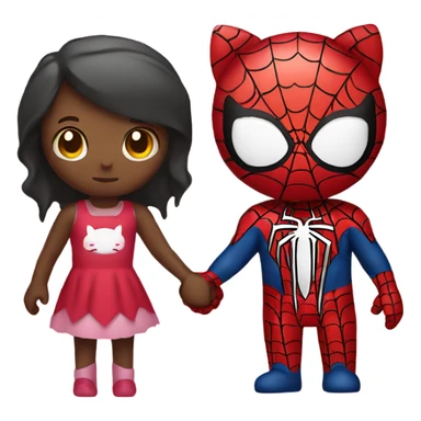 Spiderman and hello kitty holding hands sticker